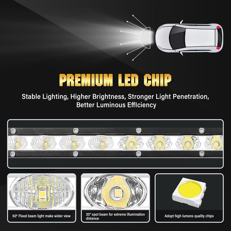 Willpower 20 Inch 90W Single Row LED Light Bar - Flood Spot Combo Beam for Off-Road Vehicles - Image 3