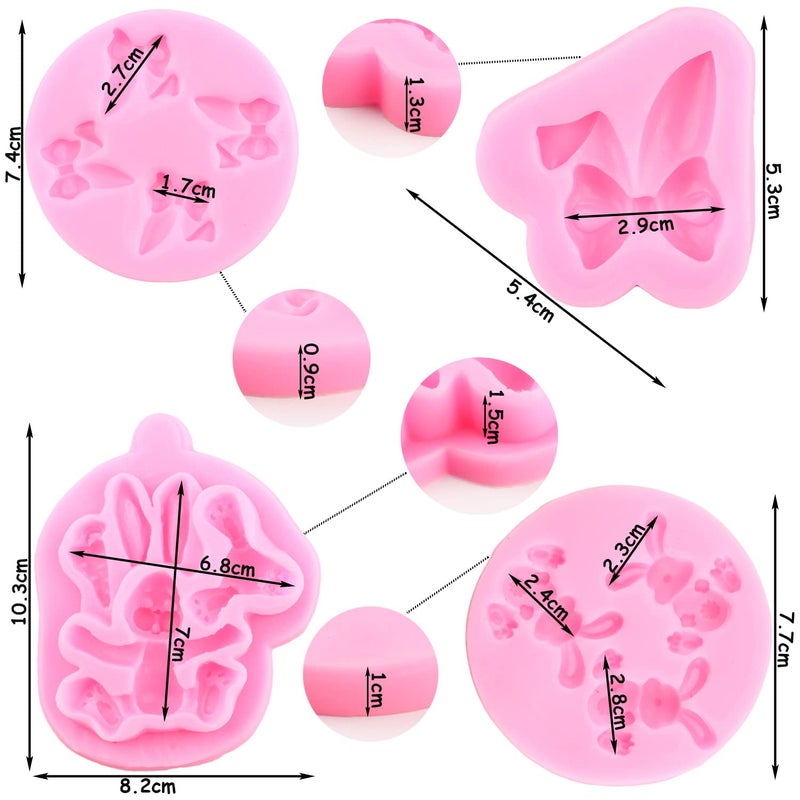 ZiXiang Easter Egg Rabbit Silicone Mold Bunny Ears Chocolate Fondant Molds For Cake Decorating Cupcake Topper Candy Gum Paste Set Of 4 - Image 4