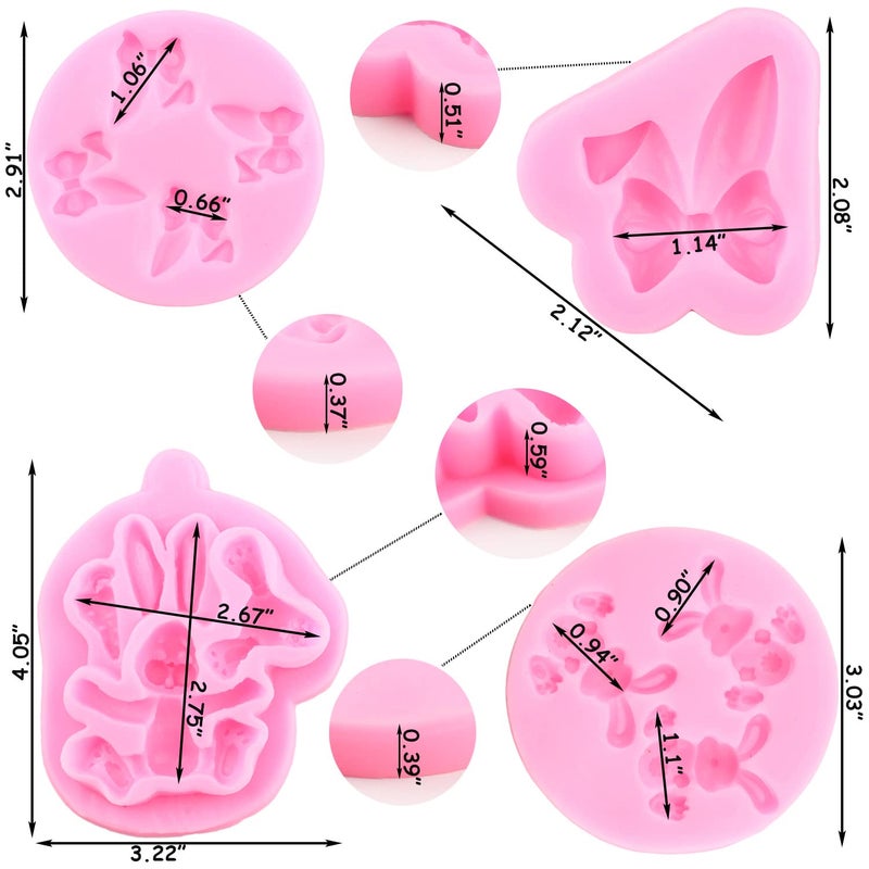 ZiXiang Easter Egg Rabbit Silicone Mold Bunny Ears Chocolate Fondant Molds For Cake Decorating Cupcake Topper Candy Gum Paste Set Of 4 - Image 3