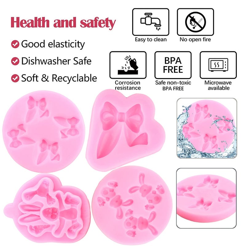 ZiXiang Easter Egg Rabbit Silicone Mold Bunny Ears Chocolate Fondant Molds For Cake Decorating Cupcake Topper Candy Gum Paste Set Of 4 - Image 2