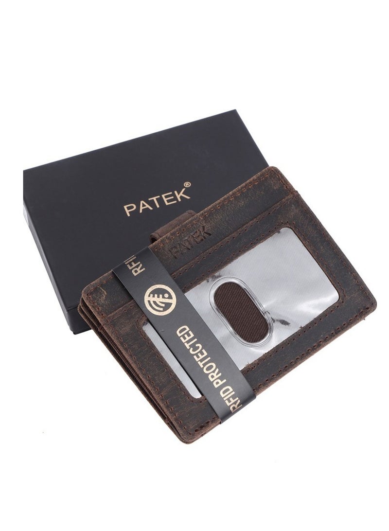 بديك محفظة رجالية من الجلد الطبيعي من باتيك WA04 مع حماية RFID باللون البني - Image 2