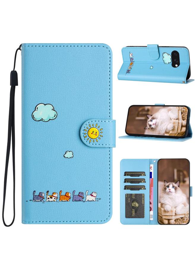 إيروريكس جراب هاتف Google Pixel 9a من الجلد برسومات قطط كرتونية - Image 1