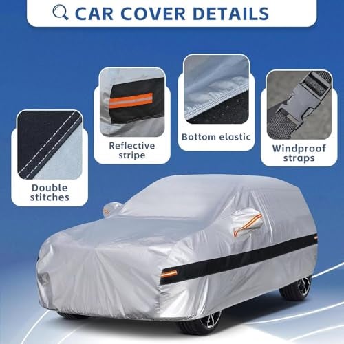 Holthly 10 Layers SUV Car Cover Custom Fit for Ford Explorer (2006-2025), Waterproof All Weather for Automobiles, Outdoor Full Cover Sun Dust Rain Protection with Cotton. Silver - Image 3