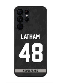 Rugged Black Edge Case for Samsung Galaxy S22 Ultra 5G, Slim fit Soft Case Flexible thin Cover - Player Name - Tom Latham, Jersey Number- 48