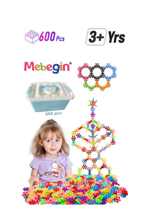 600 PCS Colorful Building Blocks STEM Toys with Storage Box, Interlocking Plastic Building Sets, Creative 3D Puzzle Building Set, Versatile Open-ended Craft Toy, Fun Educational Interlocking Toy