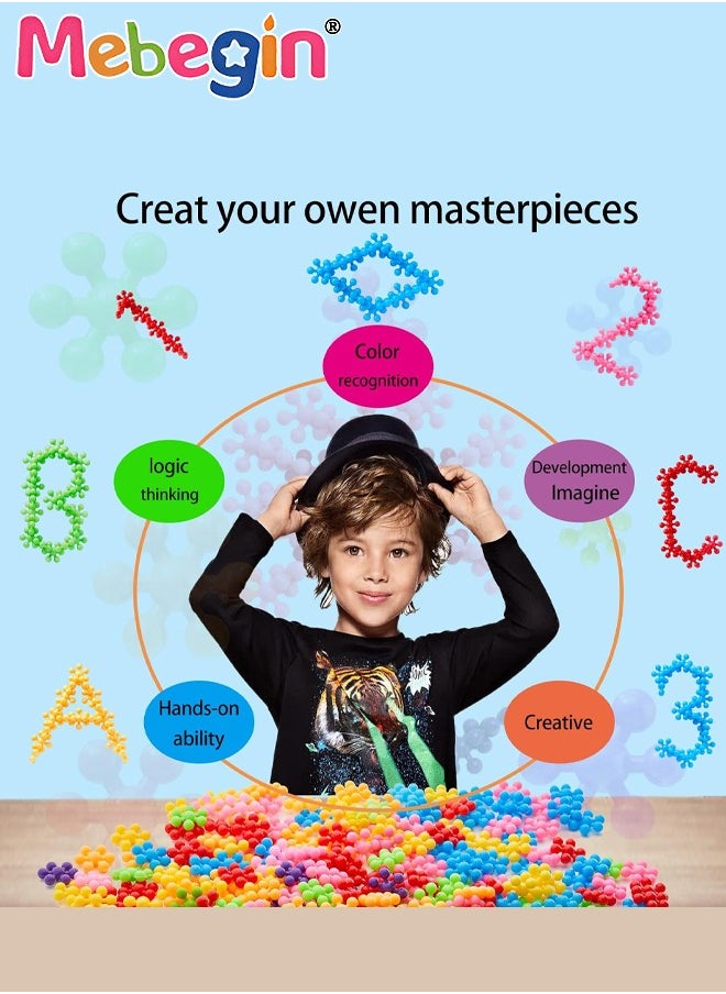 600 PCS Colorful Building Blocks STEM Toys with Storage Box, Interlocking Plastic Building Sets, Creative 3D Puzzle Building Set, Versatile Open-ended Craft Toy, Fun Educational Interlocking Toy