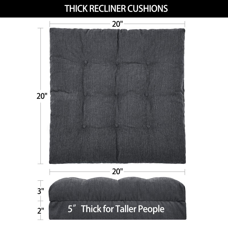 HAVARGO Recliner Cushions for Elderly, 20x20x5 Inch Thick Chair Cushion Patent Design Soft Tufted Dual Layer Booster Seat Cushions for Seniors Recliner Risers Gray 1P - Image 2