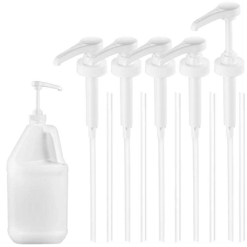 5812 Pcs Plastic Pump Dispenser for Most 1 Gallon 128 Ounce containers 38400 for 38 mm Neck Finish SoapShampooConditioner Bottle 5 Pcs White