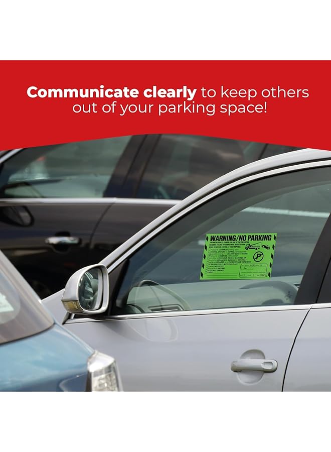 إيروريكس 50 ملصق مخالفة وقوف السيارات، ملصقات عدم ركن السيارة، ملصقات وقوف السيارات السيئة، ملصقات تحذيرية شديدة الالتصاق يصعب إزالتها، خضراء، متعددة الأسباب لسحب السيارات المتوقفة، مقاس 8 × 5 بوصة - Image 4
