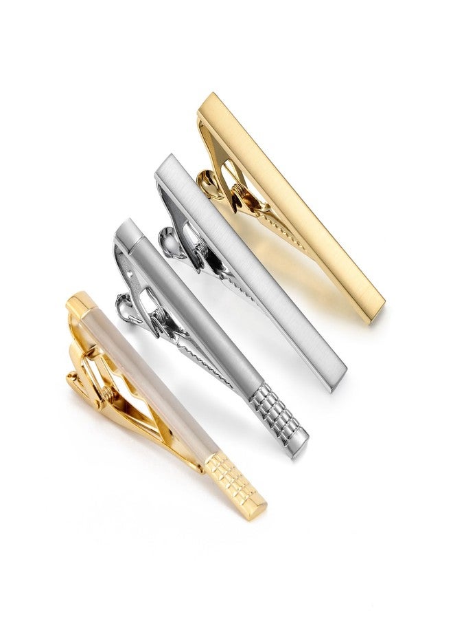 Wynameleri Silver Gold Tie Pins Tie Clips Set of 4 for Men in Gift Box - Image 1