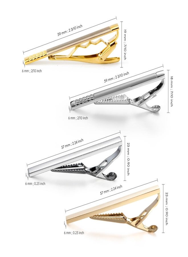 Wynameleri Silver Gold Tie Pins Tie Clips Set of 4 for Men in Gift Box - Image 2