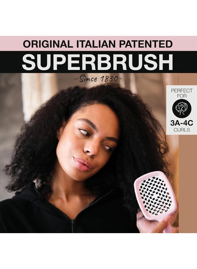 JANEKE Superbrush Detangler Brush Anti-Static Hairbrush Easy For Wet Or Dry Use Flexible With Nylon Bristle Great For All Hair Types - Long Thick Curly -The Original Italian Patent (Pink) - Image 2