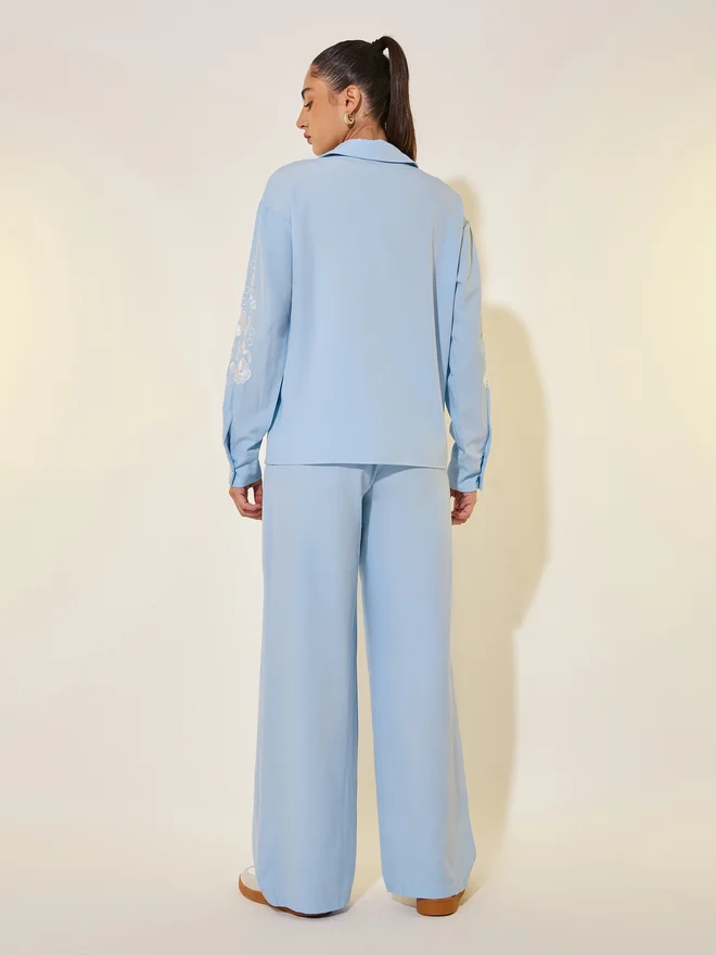 Take Two Take Two Embroidered Detail Long Sleeve Shirt and Pants Co-Ords