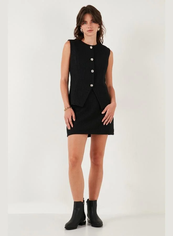 ليلا سترة ليلى قطن وصوف بقصة ضيقة وياقة دائرية للنساء