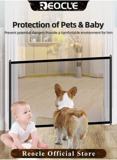 REOCLE Magic Gate Retractable Large Dog Gate Folding Mesh Pet Gate Screen Guard Safety Mesh Dog Gate for Stairs & Kitchen & Indoor & Outdoor  - Image 2