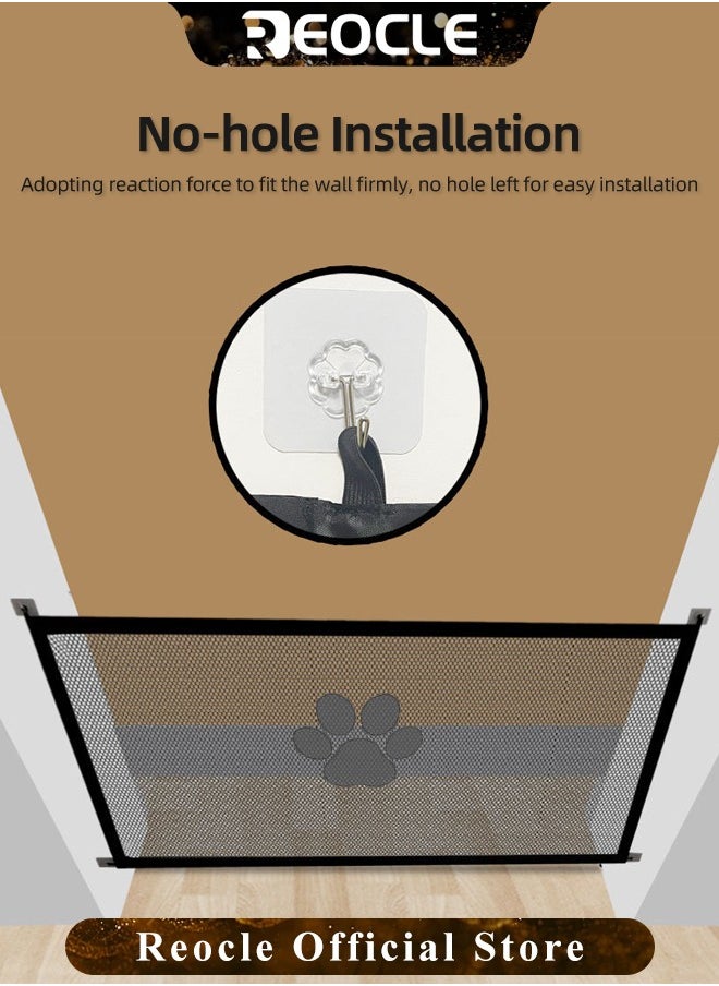 REOCLE Magic Gate Retractable Large Dog Gate Folding Mesh Pet Gate Screen Guard Safety Mesh Dog Gate for Stairs & Kitchen & Indoor & Outdoor  - Image 3