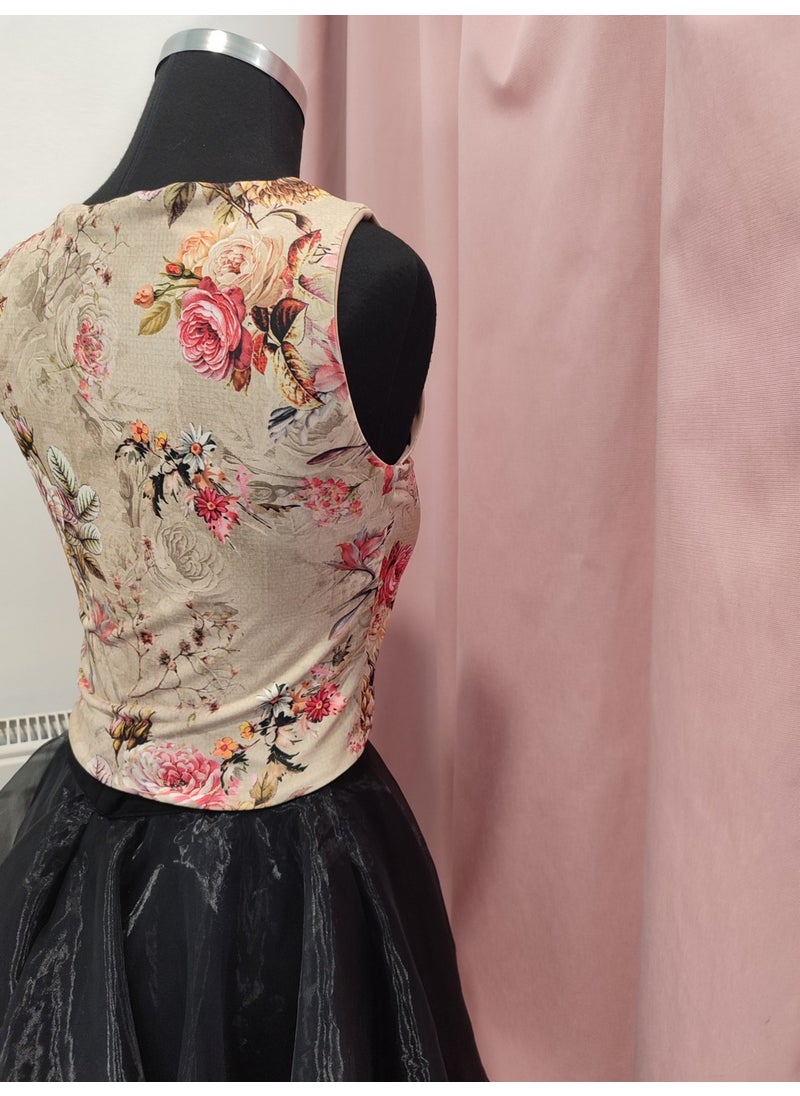 Due Stelle Low-Cut Crop Floral Beige  - Image 4
