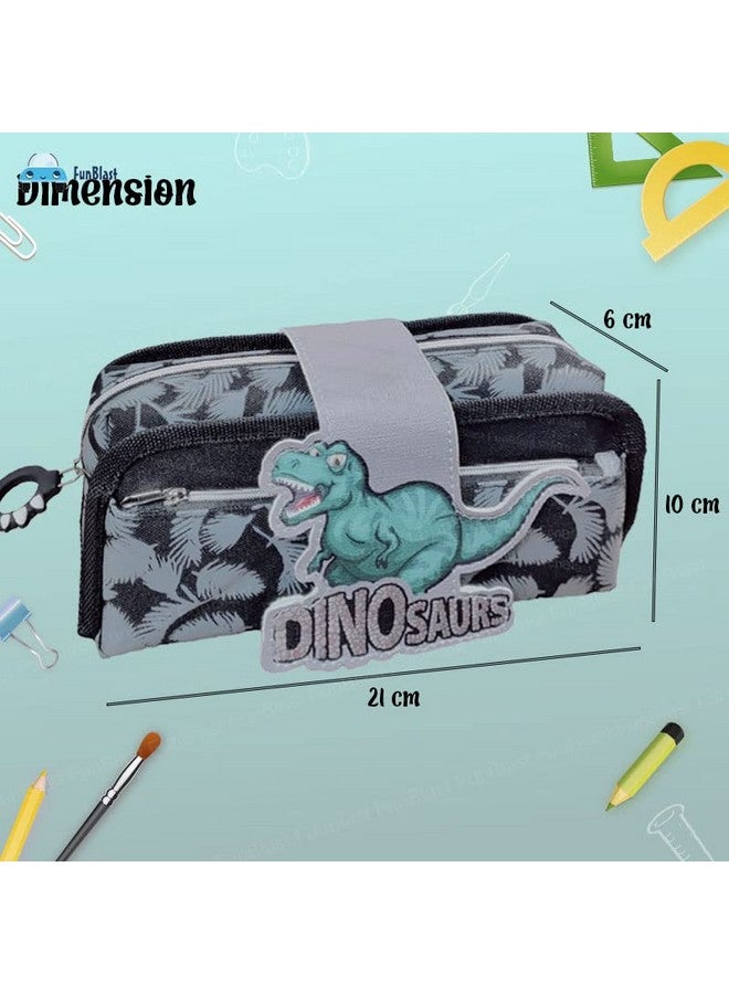 فنبلاست حقيبة فن بلاست متعددة الأغراض - حافظة أقلام بسحاب بتصميم ديناصور للأطفال، حقيبة قابلة للفصل بسعة كبيرة، حافظة أقلام وأقلام للأطفال، حقيبة أدوات مكتبية للطلاب والمستلزمات المدرسية (أسود) - Image 4