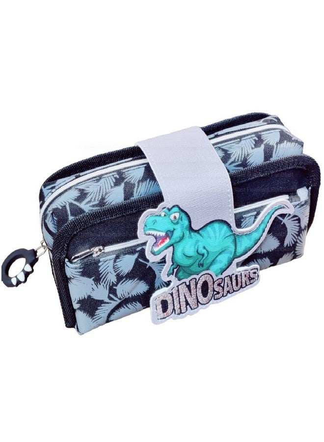 فنبلاست حقيبة فن بلاست متعددة الأغراض - حافظة أقلام بسحاب بتصميم ديناصور للأطفال، حقيبة قابلة للفصل بسعة كبيرة، حافظة أقلام وأقلام للأطفال، حقيبة أدوات مكتبية للطلاب والمستلزمات المدرسية (أسود) - Image 1