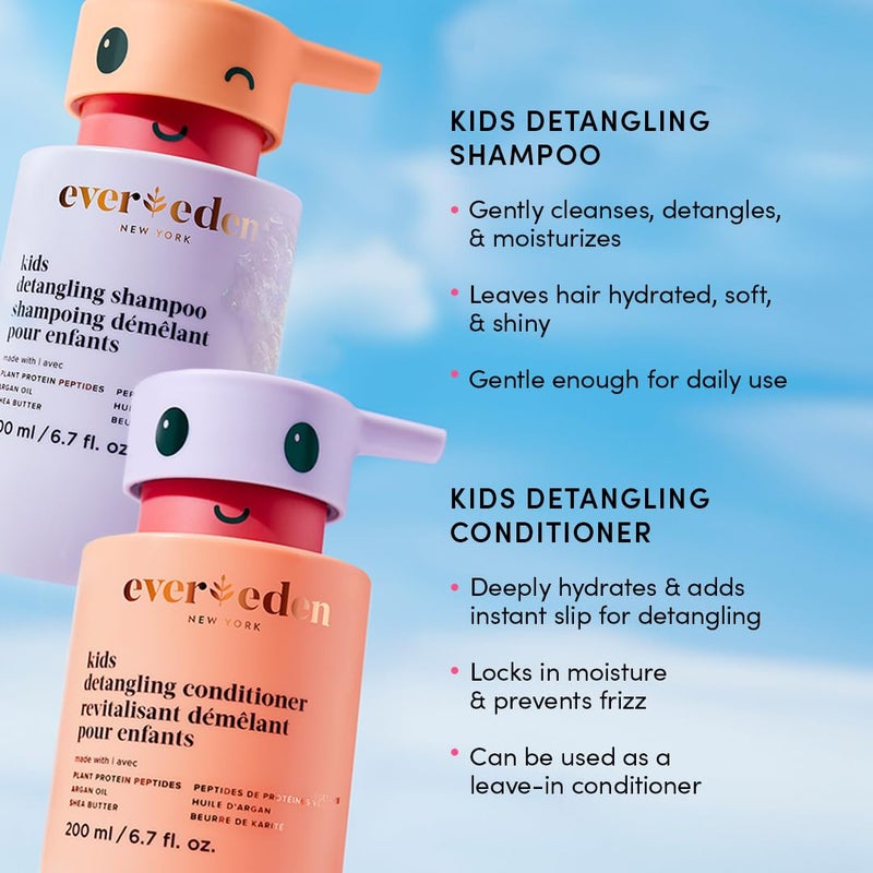 Evereden Happy Hair Duo for Kids: Vegan Shampoo and Conditioner Set with Detangler Brush - Strengthens  Smooths All Hair Types - Image 3