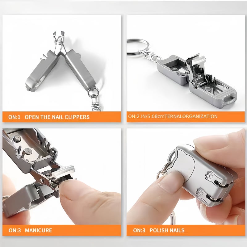 A Set Of Two Cute Foldable Nail Clippers With Leather Storage Case High Strength Stainless Steel Silver And Black For Men And Women Easy To Carry Perfect Halloween Gift For Toenail And Foot Clean - Image 3