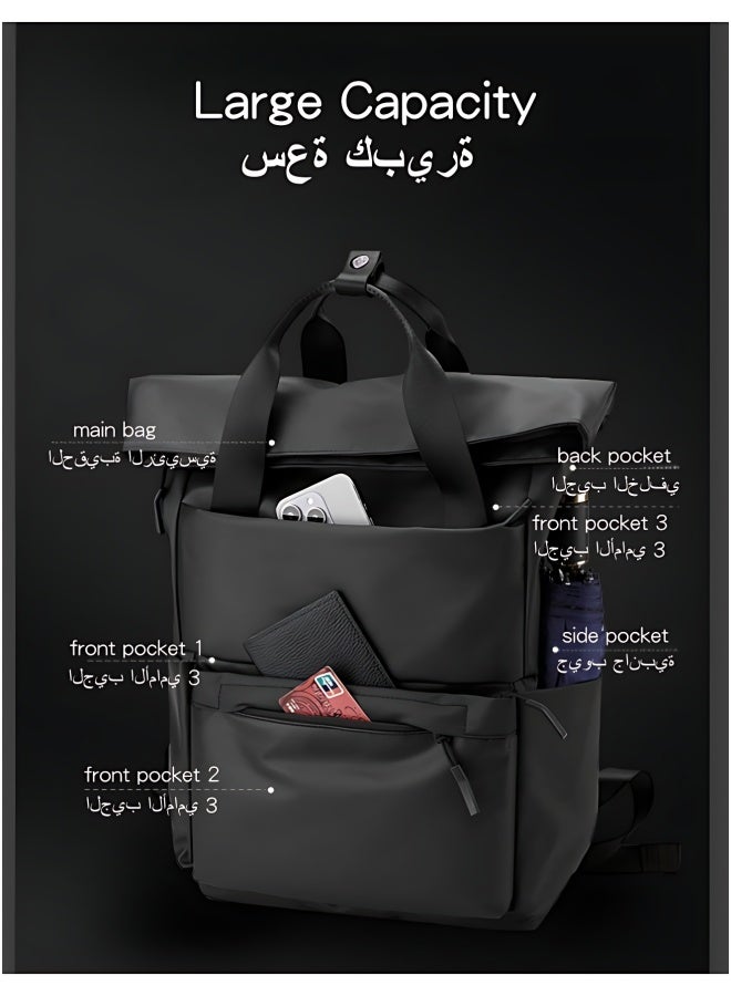 SHABILI Men's Trolley Strap Backpack, Boys' Large Capacity School Bag Back Bag Laptop Bag Office Bag Briefcase, Nylon Material Notebook Bag College Bag Tourist Bag Office Bag for Teenager/College Students - Image 3