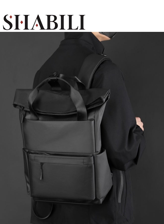 SHABILI Men's Trolley Strap Backpack, Boys' Large Capacity School Bag Back Bag Laptop Bag Office Bag Briefcase, Nylon Material Notebook Bag College Bag Tourist Bag Office Bag for Teenager/College Students - Image 1