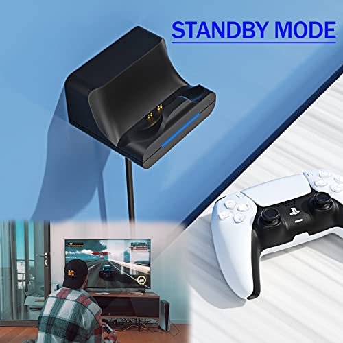 REEYEAR PS5 Controller Wall Mount Charger Dock with 3.3Ft Cord,Charging Station Holder fits for Midnight Black PS5 Pro Wireless Controller with LED Indicators Fast Charging Speed Cable, 2 Pack - Image 3