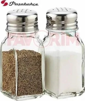 Paşabahçe 80221 Square Base Metal Covered Salt and Pepper Shakers Set of 2