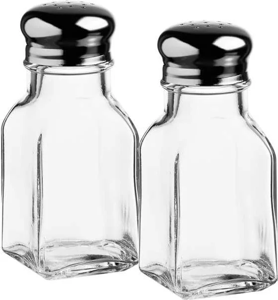 Paşabahçe 80221 Square Base Metal Covered Salt and Pepper Shakers Set of 2
