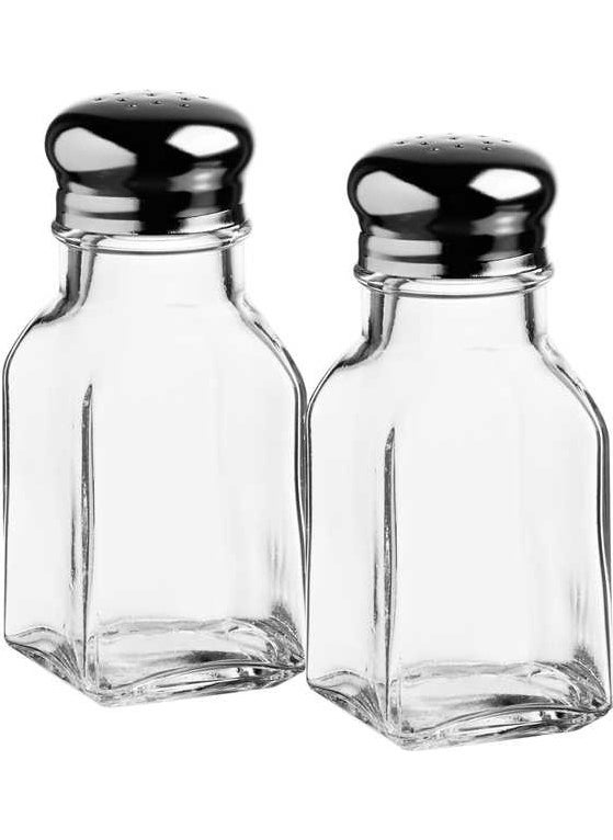 Paşabahçe 80221 Square Base Metal Covered Salt and Pepper Shakers Set of 2  - Image 2