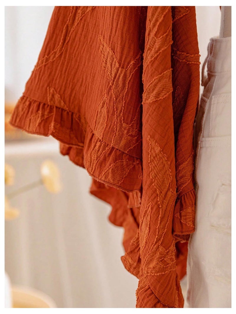 BEAUDRM Women's Boho Tops Wrap Western Country Concert 70s Outfits Tie Front Long Bell Sleeve Tops Hippie Disco Clothes Brown Medium - Image 2