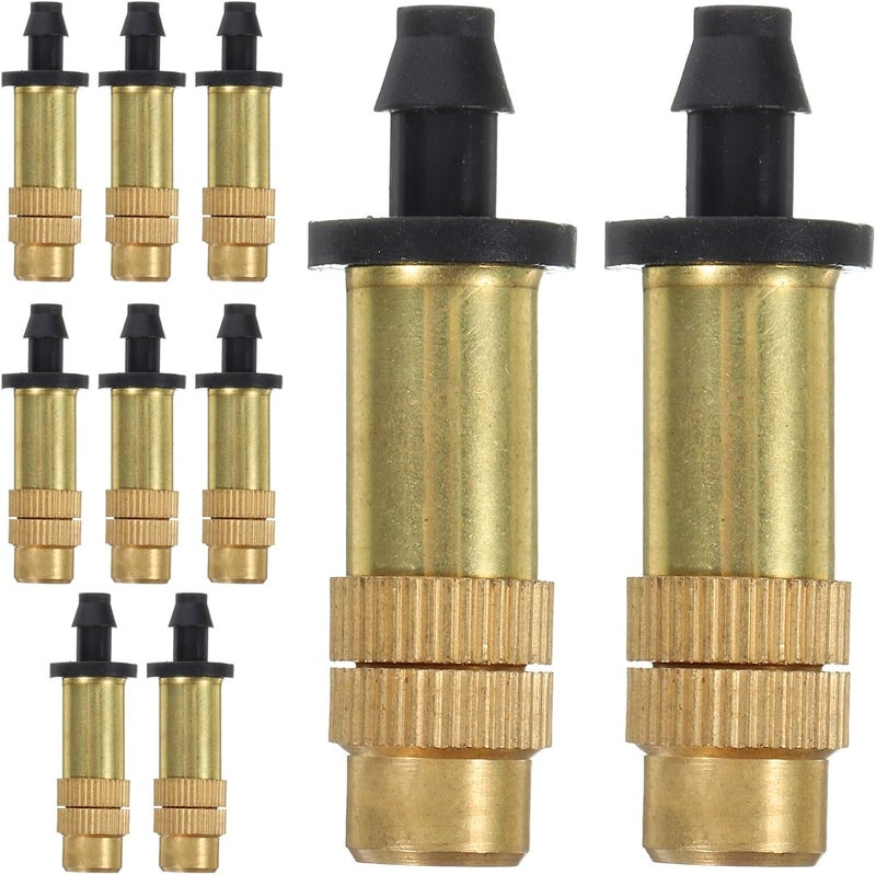 10pcs Adjustable Copper Mister Nozzles with 4/7 Tubing Connector High Pressure Misting Spray Nozzle Replacements for Garden Irrigation and Cooling Systems - Image 1