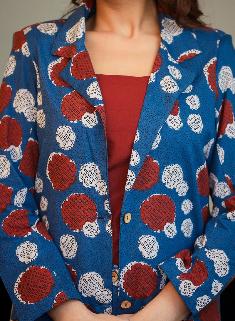 Swadesh Souq Floral Printed Cotton Co-Ord Set – Blazer & Trousers - Image 4