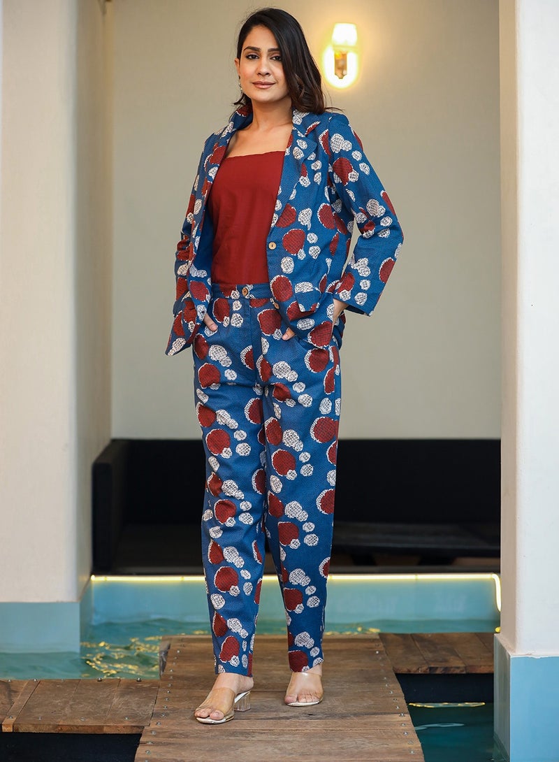 Swadesh Souq Floral Printed Cotton Co-Ord Set – Blazer & Trousers - Image 5