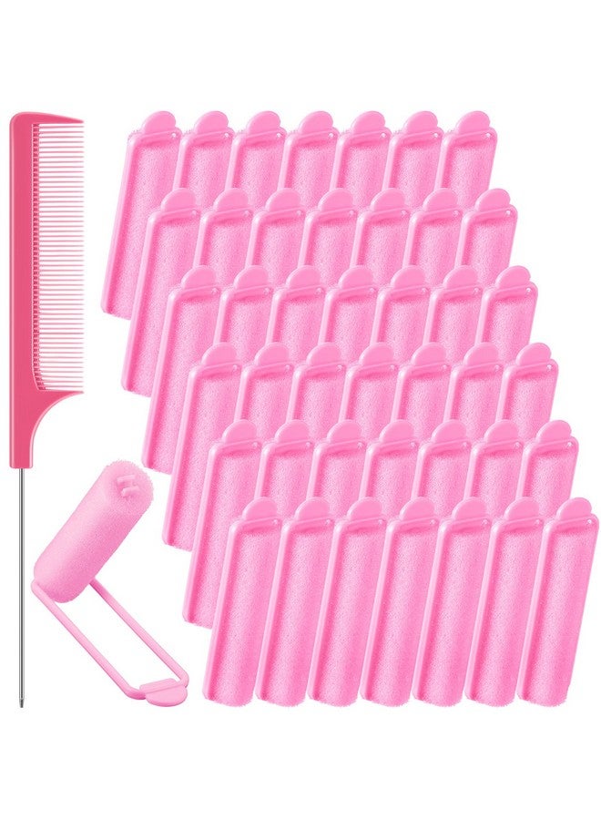Syhood 43 Pcs Foam Sponge Hair Rollers Women 0.59 Inch Soft Sleeping Curlers Flexible Sponge Curler Tool and Rat Tail Comb for Hair Styling Hairdressing Overnight Curl and Volume(Pink) - Image 1