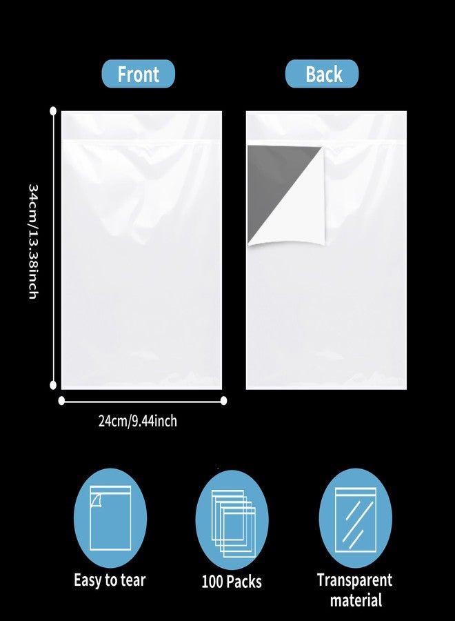GSHYMXT souG 100Pcs 9.5'' x 12'' Self Adhesive Display Pockets - 8.5 x 11 Inch Paper Sleeves for Wall and Door Communication, Clear Adhesive Sheet Protectors for Office, School, Box Posting Signs - Image 2