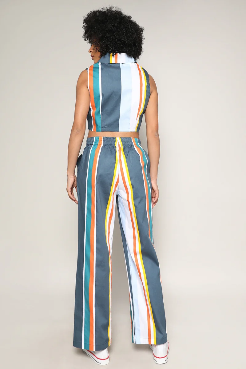 كامبوس سوترا Women's Multicolour Striped Vest Co-Ord Set