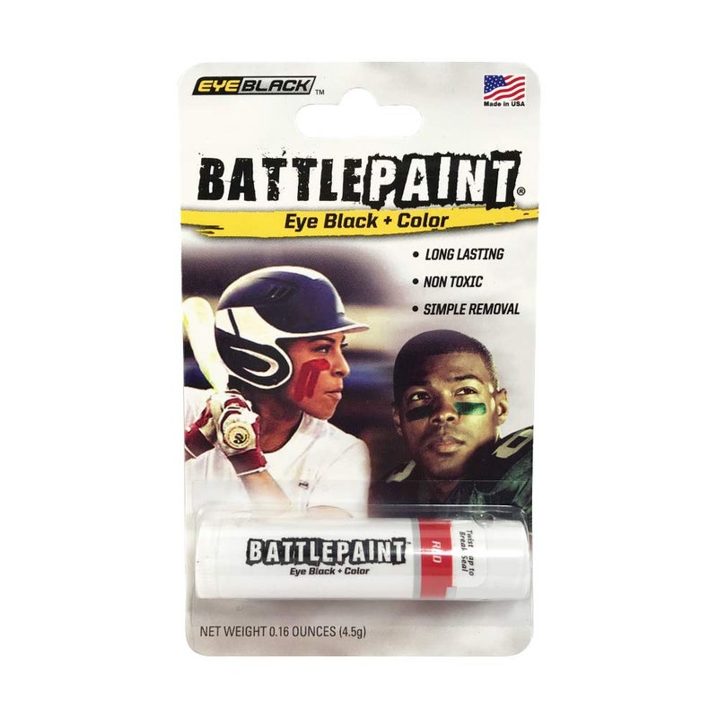 Eyeblack Battlepaint - Bright Colored Under Eye Black Grease For Pro Athletes And Super Sports Fans  Football  Baseball  Softball  Soccer  1 Stick - Red