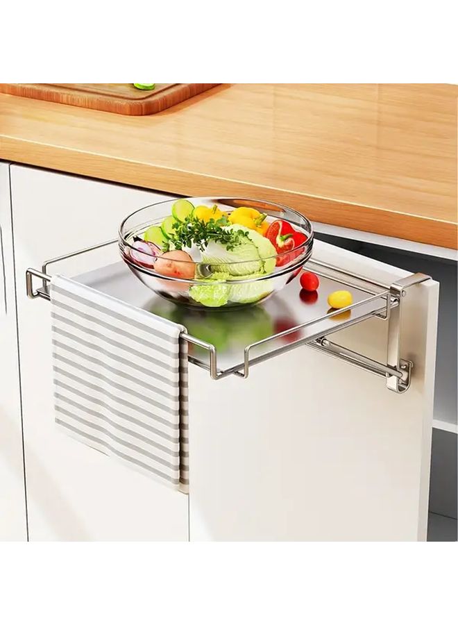 Collapsible Stainless Steel Cabinet Hanging Shelving Space Saving Adjustable Kitchen Organizer 1pack With Sturdy Metal Brackets Foldable Design For Countertop Storage Clutter Free Cooking Durable Construction Apartment Living - Image 1