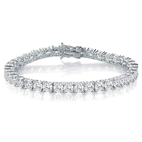 Gemsme 18K White Gold Plated Tennis Necklace/Bracelet/Earrings/3 Row Ring Sets Pack of 4 (5.5) - Image 5