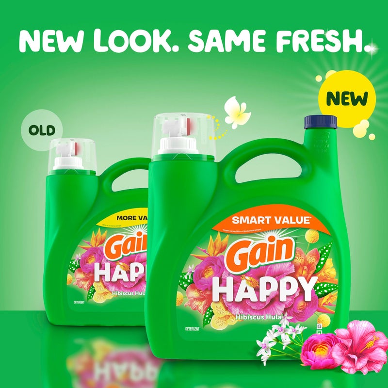 Gain Liquid Laundry Detergent, Happy, HE Compatible, 154 fl oz, 107 Loads - Image 2