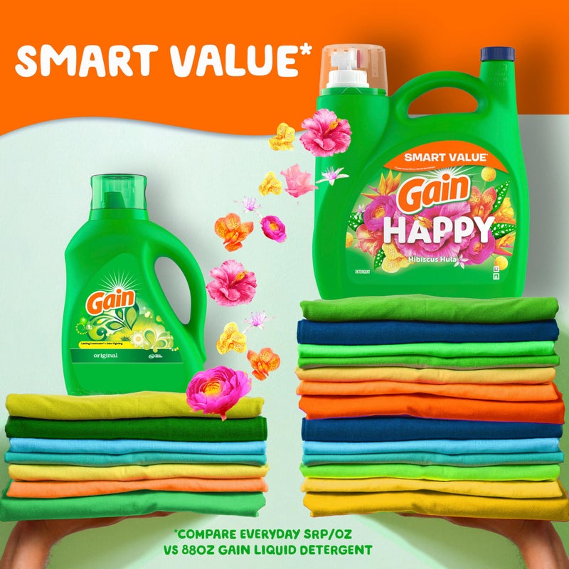 Gain Liquid Laundry Detergent, Happy, HE Compatible, 154 fl oz, 107 Loads - Image 3