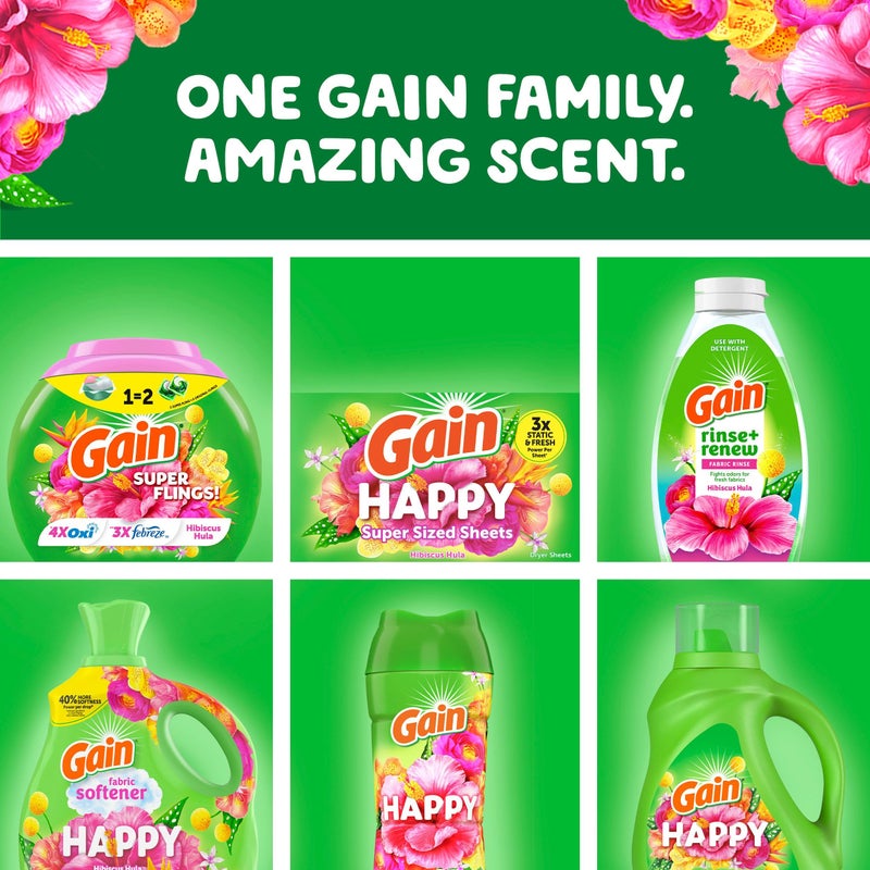 Gain Liquid Laundry Detergent, Happy, HE Compatible, 154 fl oz, 107 Loads - Image 5
