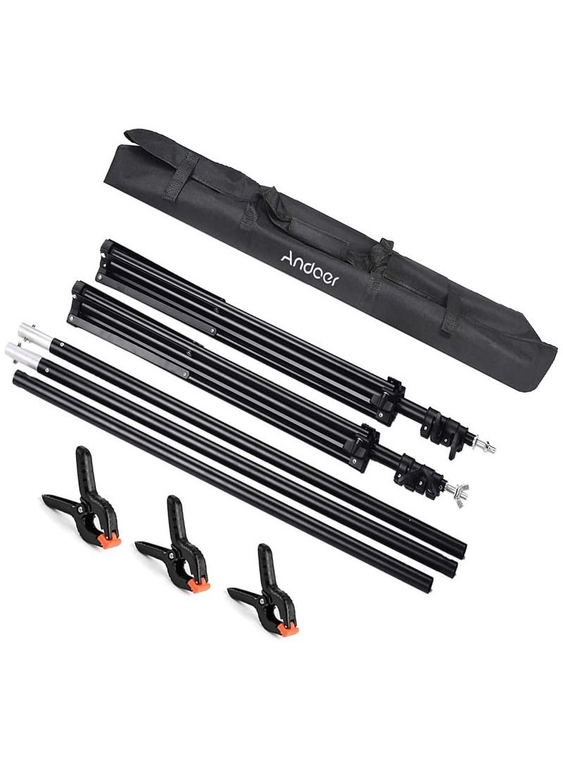 أندوير طقم حامل ستارة خلفية للتصوير الفوتوغرافي داخل الأُستوديو قابل للتعديل مع حقيبة حمل و3 مشابك خلفية أسود - Image 4