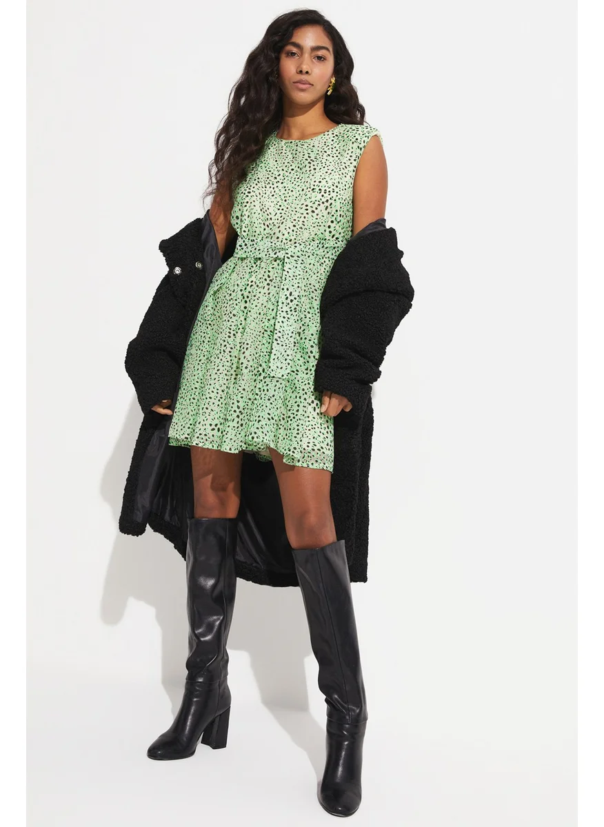 JUNE Women Skater Sleeveless Polka Dot Pattern Mini Dress