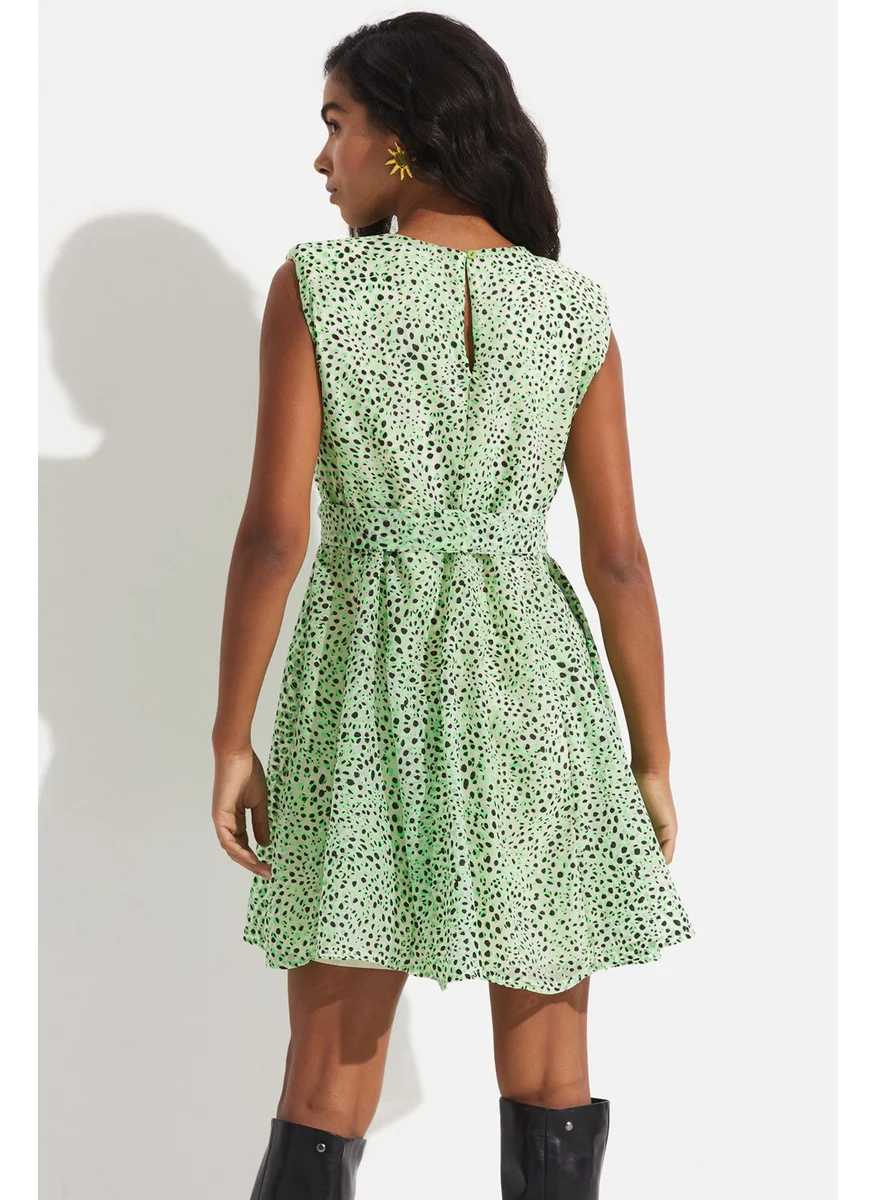 JUNE Women Skater Sleeveless Polka Dot Pattern Mini Dress