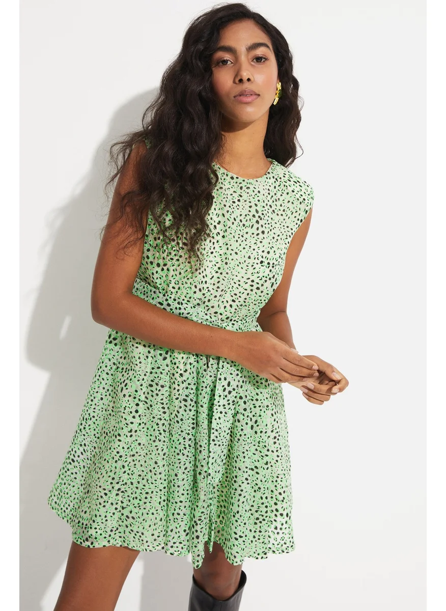 JUNE Women Skater Sleeveless Polka Dot Pattern Mini Dress