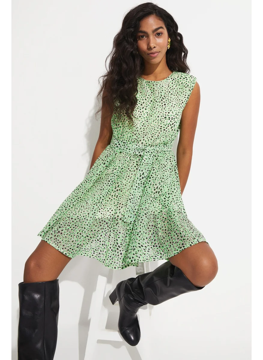 JUNE Women Skater Sleeveless Polka Dot Pattern Mini Dress