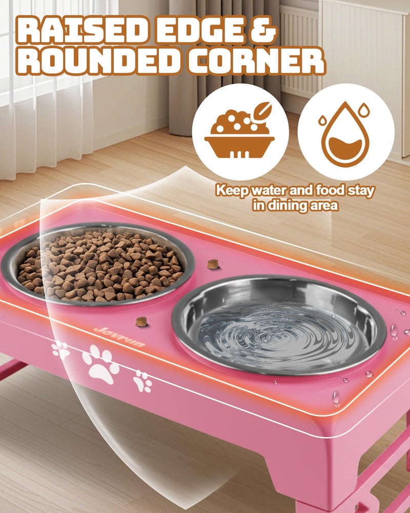 Jovrun Elevated Dog Bowls for Small Dogs and Cats, Non-Slip Cat Bowls with 2 Thick 5.5" Stainless Steel Dishes, Dog Feeder 2 Heights Adjustable to 2.6"-5.3" - Image 4